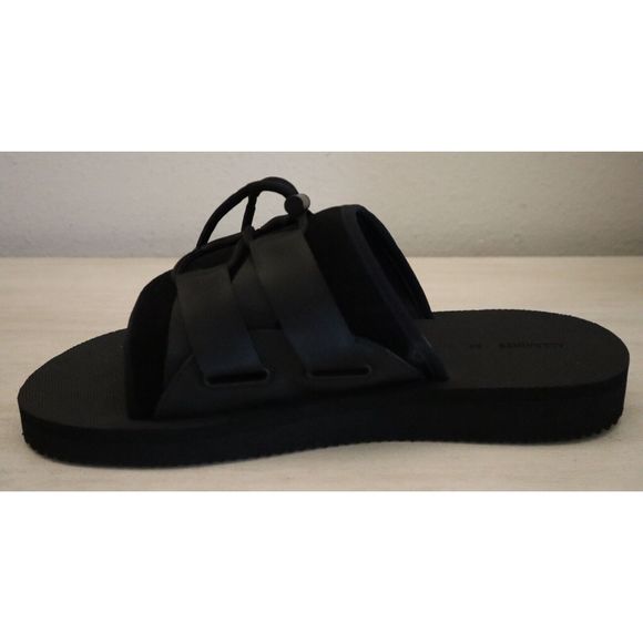 ALLSAINTS 34ZM0293 Men's Sz 10M Black Ryder Suede Drawcord Slide Sandals - Picture 7 of 13